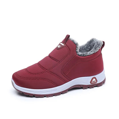 Winter Dickes Fleece Gefüttertes Leder Oberflächen Anti-Rutsch Warme Baumwollschuhe für Frauen Bequeme Flache Schuhe