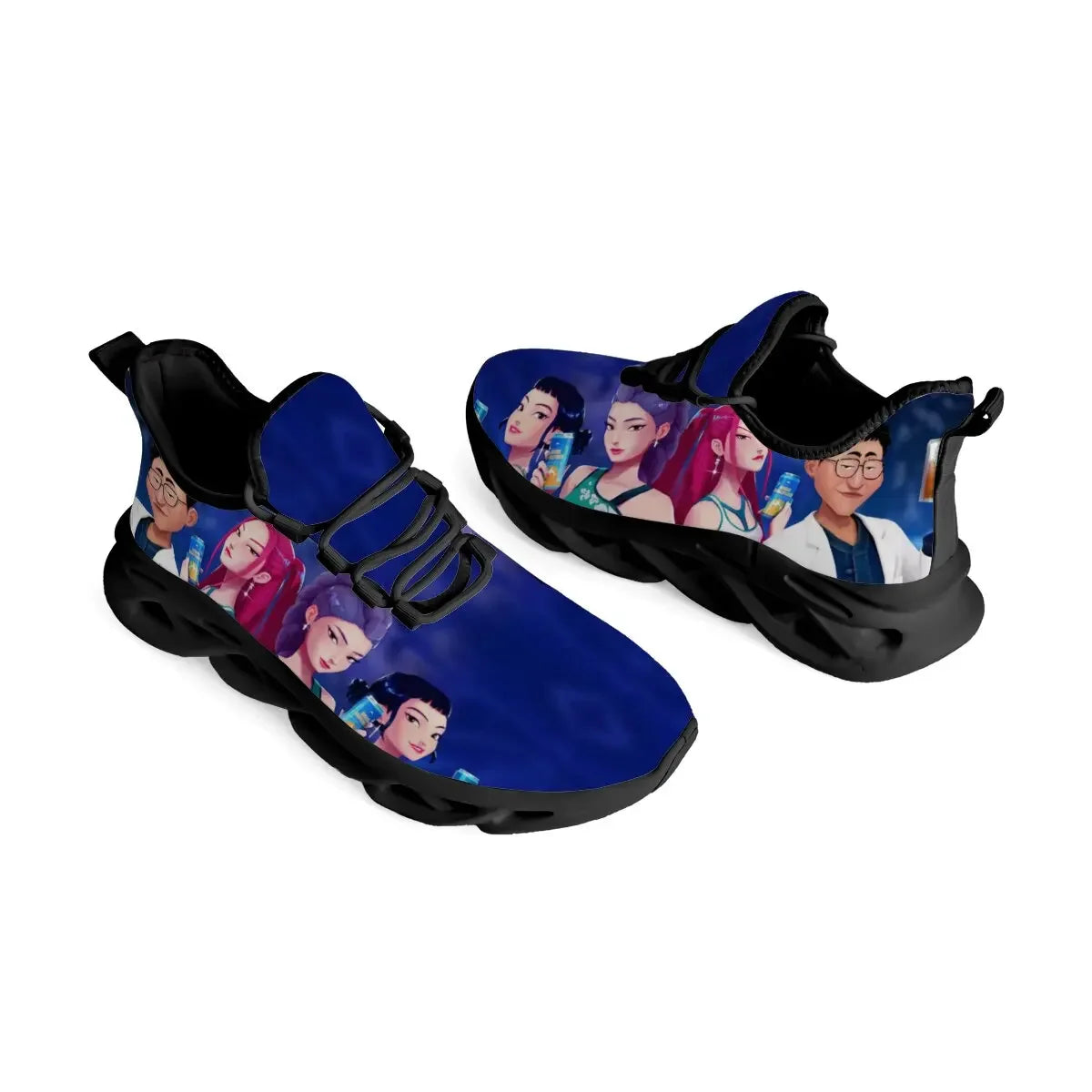 Kinderschuhe für Eltern-Kind im Frühling mit KPop Cartoon-Charakter-Aufdruck, leichte Sneakers, atmungsaktiv, flacher Absatz, Schnürschuhe, Freizeitschuhe
