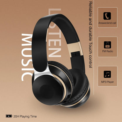 2026 Kabellose Bluetooth-Kopfhörer Stereo-Headset mit SD-Kartenunterstützung und Mikrofon für iPhone, Samsung, Tablet