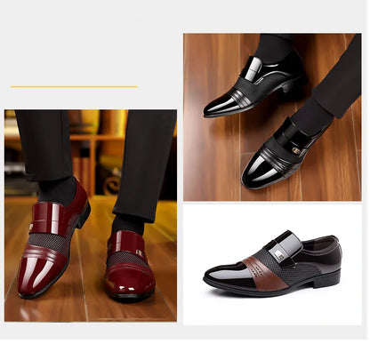 Edle Kunstleder Oxford Schuhe Herren Luxus Lack Hochzeitsschuhe Spitz zulaufende Business Schuhe für Herren Klassische Lederschuhe Große Größen 38-48
