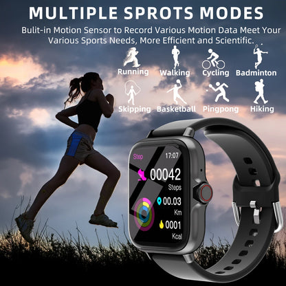 1,83'' Smartwatch mit Nachrichtenantwort, Anruf, Schlafüberwachung, Sport, Schrittzähler, Informationsbenachrichtigungen für iPhone und Android