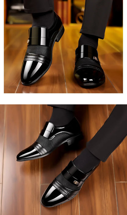 Edle Kunstleder Oxford Schuhe Herren Luxus Lack Hochzeitsschuhe Spitz zulaufende Business Schuhe für Herren Klassische Lederschuhe Große Größen 38-48