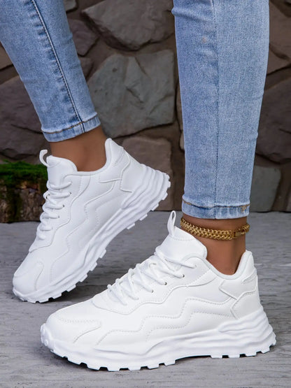 Damenmode Vulkanisierte Plateauschuhe Lässige Sneakers Damen Flache Schuhe Mesh Atmungsaktive Lauf- und Freizeitschuhe Massiver Sportschuh
