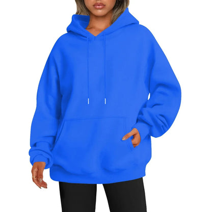 Übergroßer Hoodie Sweatshirt mit fallender Schulter und Bündchen  Damen Herbst dicker Hoodie Lässiger Streetwear-Stil