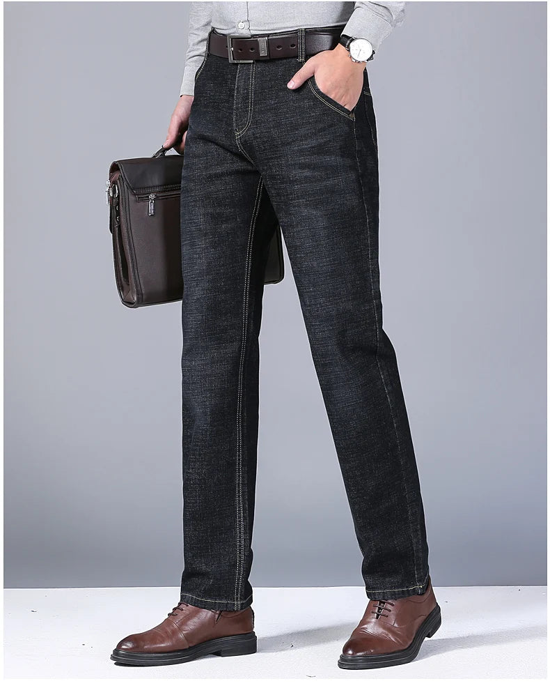 Neue Herren Leichte Luxus-Stretch-Slim-Fit-Hose Bequeme Weiche Business-Mode Gerade Lässige Denim-Hosen Herrenmarke Kleidung