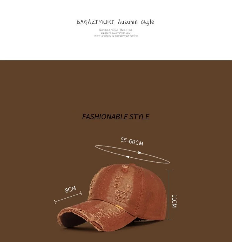 Coole Mode Damen Herren Ripped Denim Baumwoll Baseballcap Unisex  Für Damen und Herren