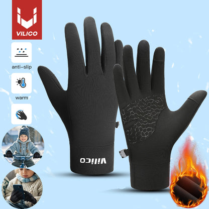 Guantes deportivos de otoño e invierno para padres e hijos para niños para correr y andar en bicicleta, compatibles con pantalla táctil, con forro polar, protección contra el frío, guantes de ciclismo