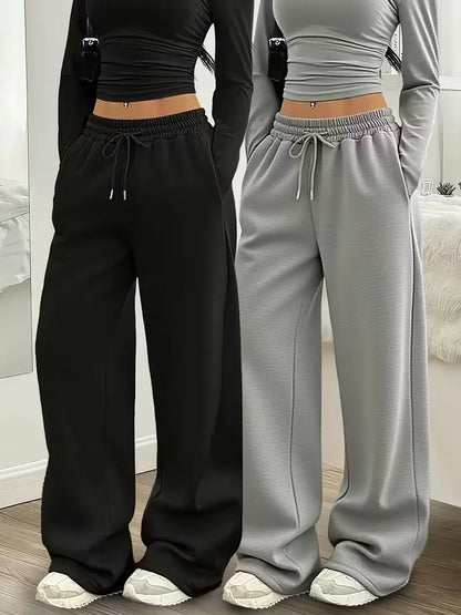 Damen Jogginghose aus Baumwolle, lässige Hose mit Kordelzug, locker, Unisex, breite gerade Hose, Sweatpants, Herbst/Winter, weite Fitness-Trainingshose