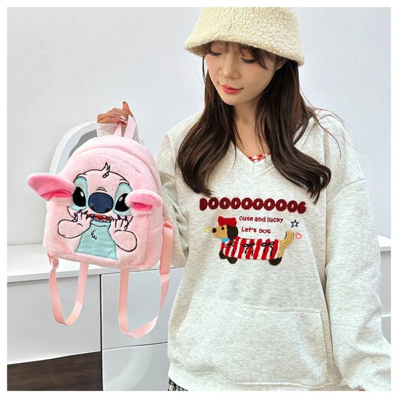Stitch Rucksack Japanisches Blau Lustiger Cartoon Großraum-Studentenrucksack Kindergartenrucksack Kawaii Rucksack