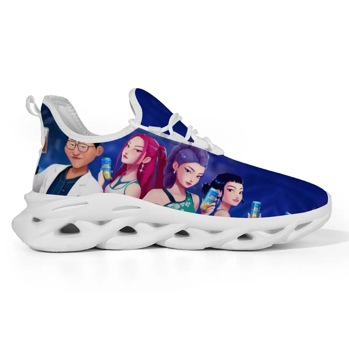 Kinderschuhe für Eltern-Kind im Frühling mit KPop Cartoon-Charakter-Aufdruck, leichte Sneakers, atmungsaktiv, flacher Absatz, Schnürschuhe, Freizeitschuhe