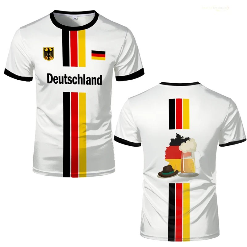 Neues Design Deutschland T-Shirt für Männer Deutsches Flaggenmuster Kurzarmshirts Tops Sommer Sport Übergröße T-Shirt