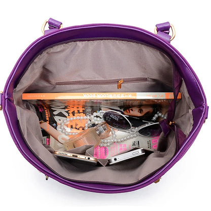 Nylon Damen Schultertaschen-Set 6-teilig Crossbody-Tasche Geldbörse Clutch Umhängetasche Modeaccessoires