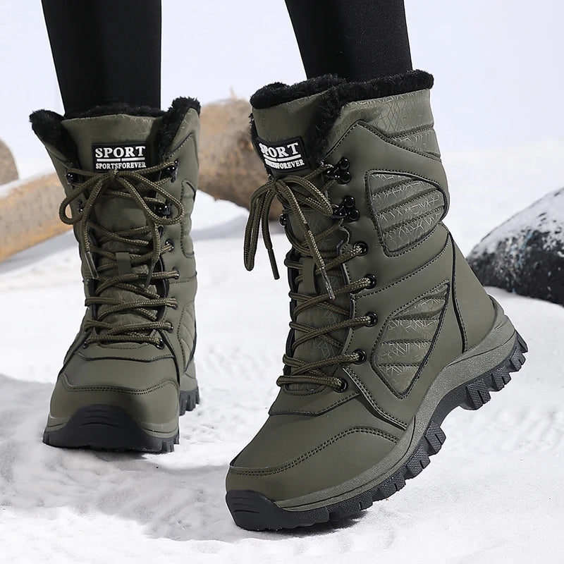 Winter Damen Schneestiefel High-Top Wasserdichte Knöchelstiefel Damen Dicke Plus Warme Schneewanderstiefel Outdoor Baumwollschuhe Sneakers