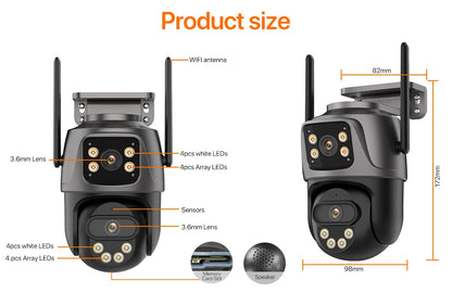 WONSDAR 4K PTZ WIFI Kamera Doppellinse Doppeltbildschirm IP Kamera Außenbereich HD Automatische Verfolgung Sicherheitsüberwachung CCTV Überwachung iCSee