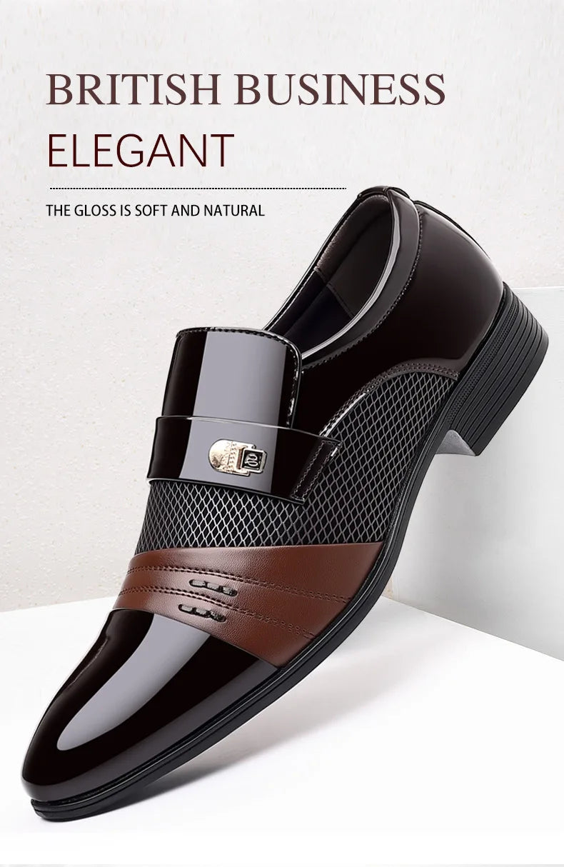 Edle Kunstleder Oxford Schuhe Herren Luxus Lack Hochzeitsschuhe Spitz zulaufende Business Schuhe für Herren Klassische Lederschuhe Große Größen 38-48