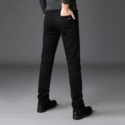 Herren Klassische Modemarke Jeans Homme Mann Weiche Stretch Schwarze  Denim Hosen Herrenhosen