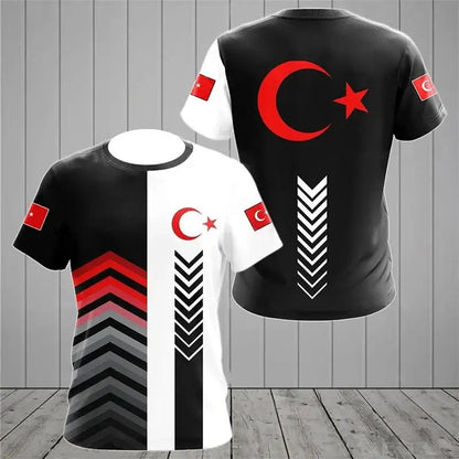 Türkei-Flaggen Herren T-Shirts Wald Tarnmuster Kleidung Ropa Hombre Neue Sommer Atmungsaktive O-Ausschnitt T-Shirts Surfanzug Strandbekleidung