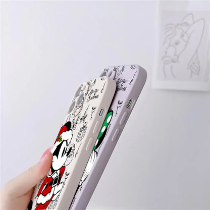 Funda de silicona con diseño navideño de Disney para iPhone 17, 16, 15, 14, 13, 12 y 11 Pro Max. Funda para iPhone 17, Air, 16 Plus, 16E y X.