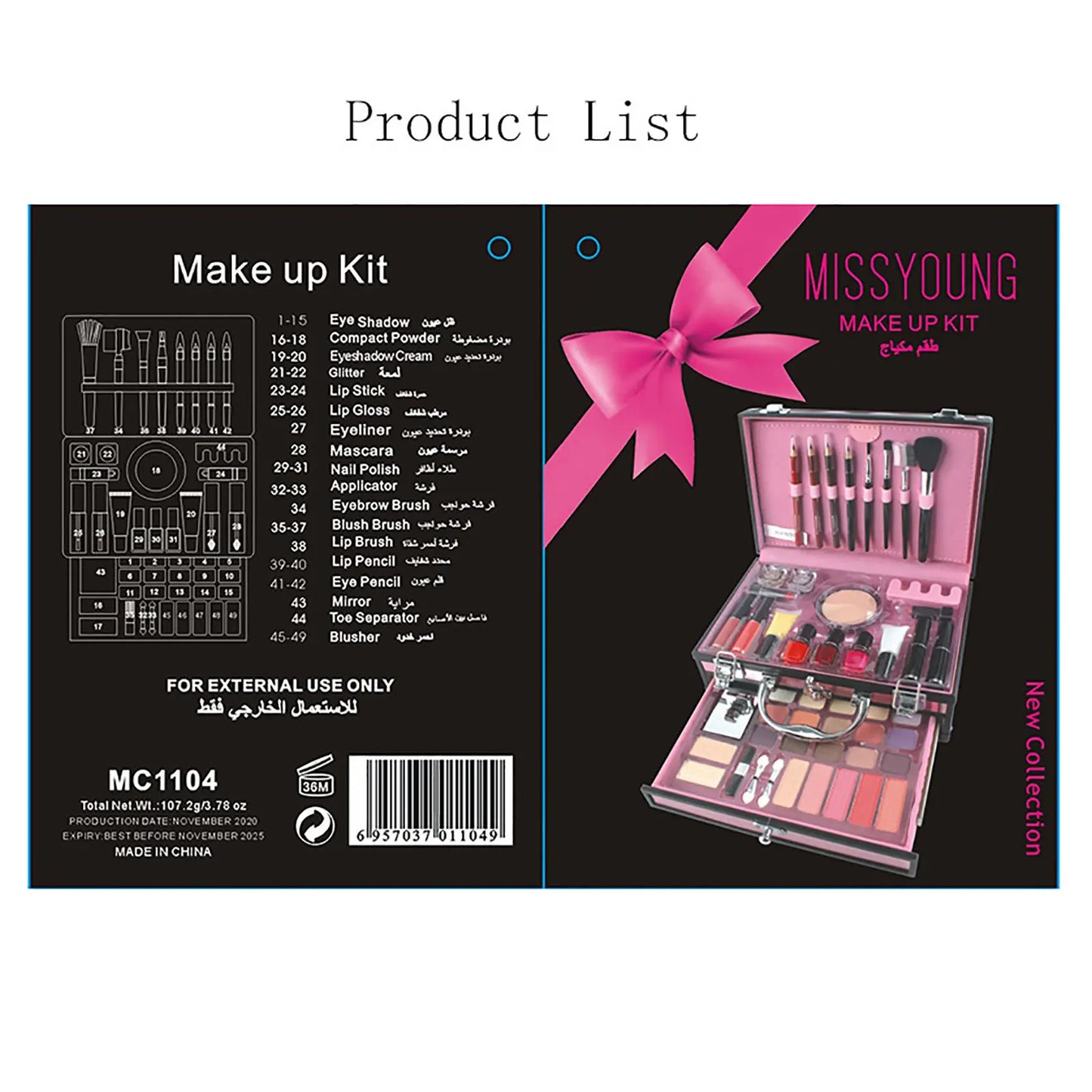Make-up Starter-Set Professionelle Make-up Sets mit transparentem Etui Urlaub Schönheitsgeschenk-Set Starter-Kosmetik Vollständige Sets für Frauen