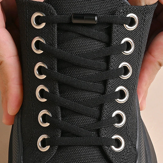 Elastische Schnürsenkel ohne Binden Halbrunde Schnürsenkel für Kinder- und Erwachsenensneaker Schnürsenkel Schnell und Bequem Metallverschluss Schnürsenkel