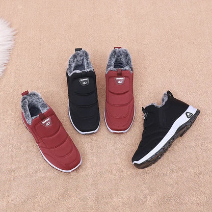 Winter Dickes Fleece Gefüttertes Leder Oberflächen Anti-Rutsch Warme Baumwollschuhe für Frauen Bequeme Flache Schuhe