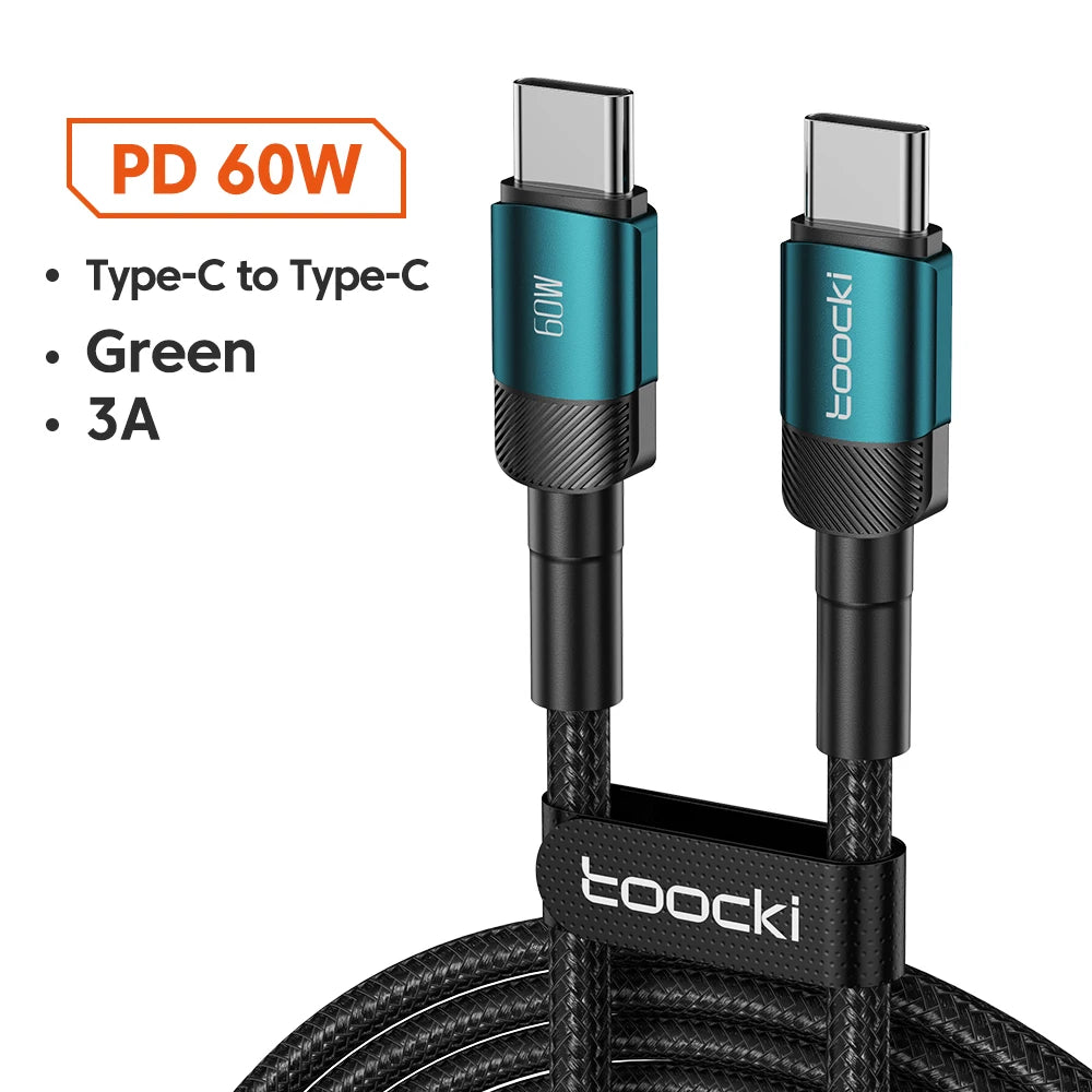 Toocki 100W Typ C zu USB C Kabel PD 3.0 Schnellladung 4.0 Fast Charging Typ C zu Typ C für iPhone 15 MacBook Samsung Xiaomi