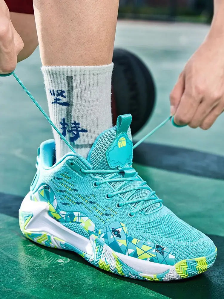 Hochwertige Herren-Basketballschuhe Marke Herren Sneakers Luxuriöses Design Mesh Atmungsaktive Sportschuhe High-Top Rutschfeste Freizeitschuhe