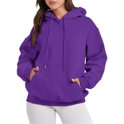 Übergroßer Hoodie Sweatshirt mit fallender Schulter und Bündchen  Damen Herbst dicker Hoodie Lässiger Streetwear-Stil