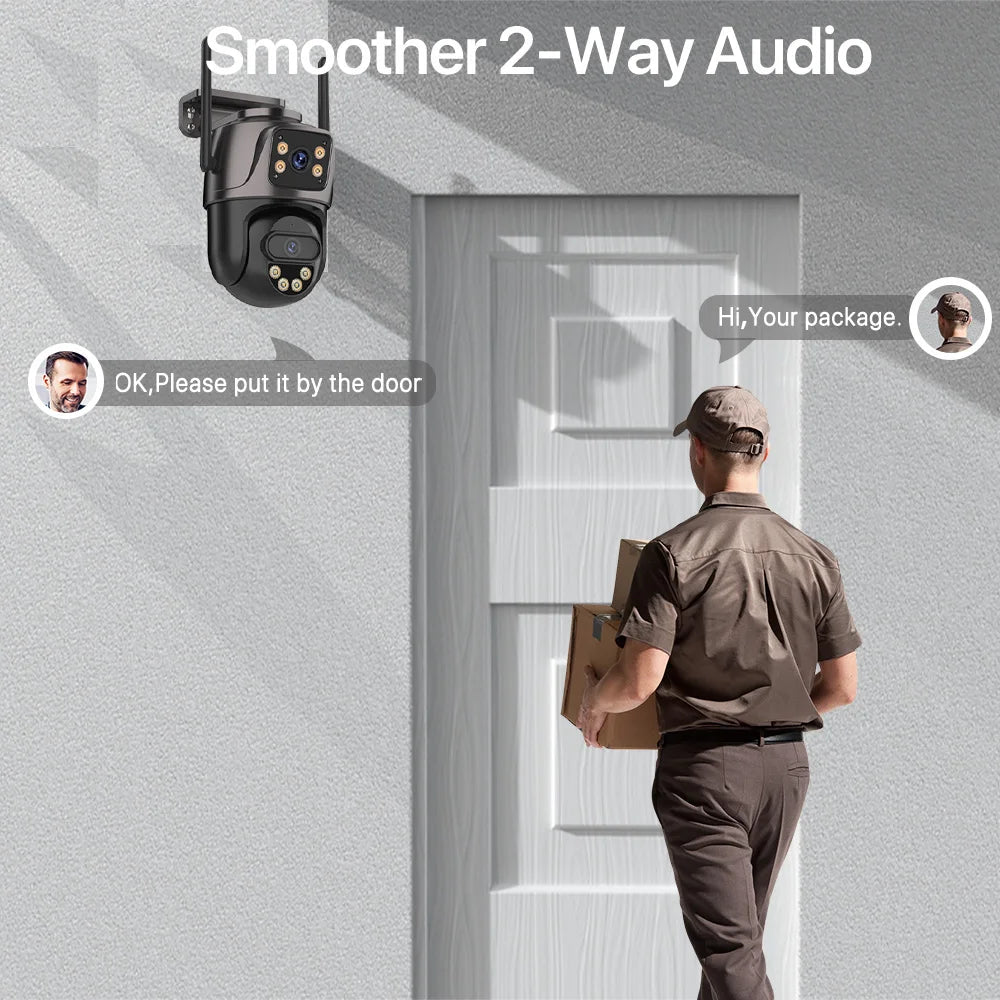 WONSDAR 4K PTZ WIFI Kamera Doppellinse Doppeltbildschirm IP Kamera Außenbereich HD Automatische Verfolgung Sicherheitsüberwachung CCTV Überwachung iCSee