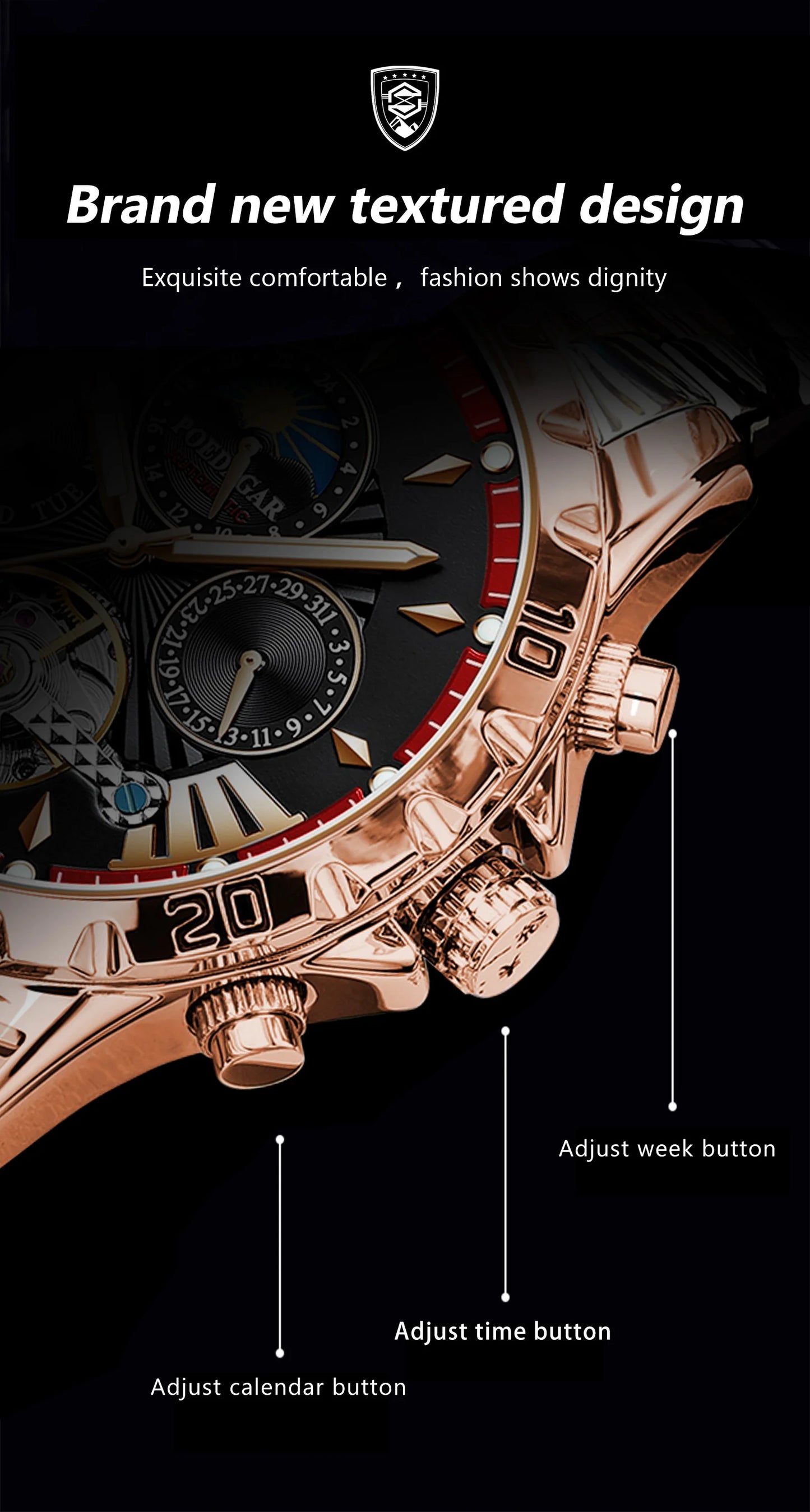 POEDAGAR Luxus Automatische Mechanische Herren Uhr Hohler Tourbillon Wasserdicht Leuchtend Männliche Uhr Woche Datum Geschäftsmänner Uhren