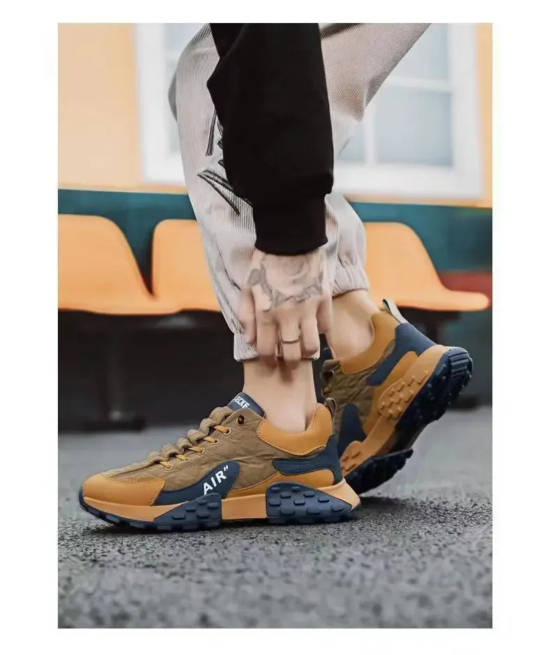 Dicke Sohle Herrensneaker Mode Herren Schuh Vielseitiger Vulkanisierter Schuh Schnürschuh Outdoor-Laufschuhe Rutschfest Zapatillas de Hombre