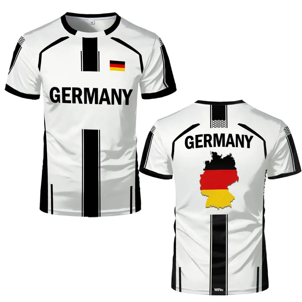 2026 Neues Deutschland T-Shirt mit Flaggendruck T-Shirt für Männer und Frauen, Schnell trocknend, Fußballtraining, Freizeit- und Straßenkleidung, Kurzarm-Sporttop