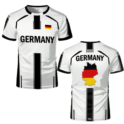 2026 Neues Deutschland T-Shirt mit Flaggendruck T-Shirt für Männer und Frauen, Schnell trocknend, Fußballtraining, Freizeit- und Straßenkleidung, Kurzarm-Sporttop