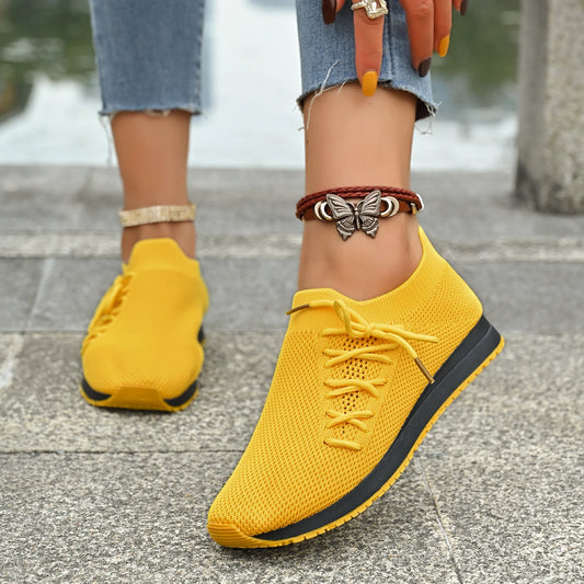 Damen Freizeitschuhe Mode Atmungsaktive Laufnetz-Flats Sneaker
