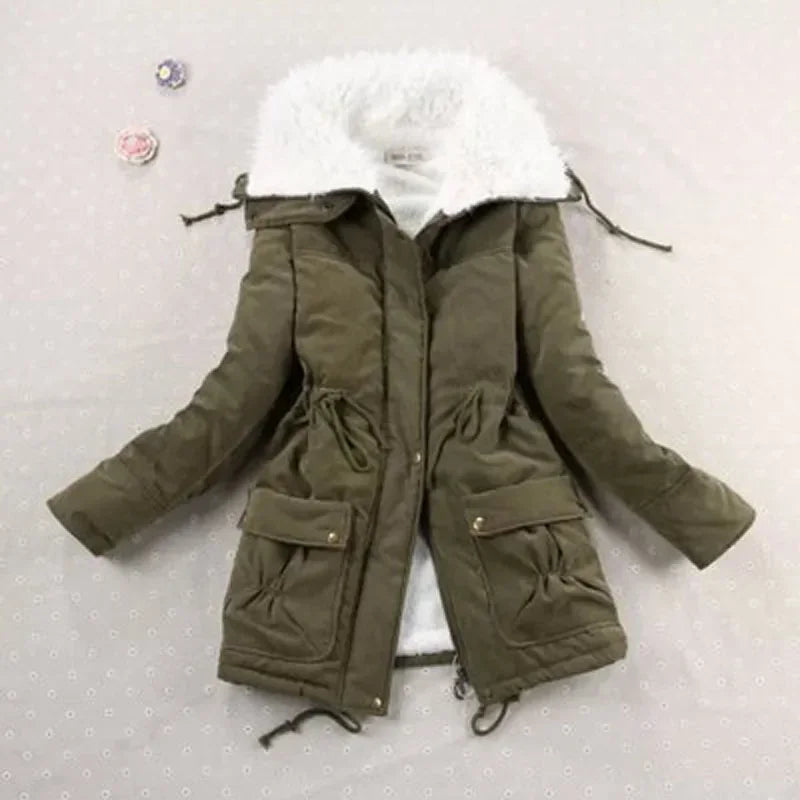 Mädchen Winterjacken Verdickte Kapuzen Lange Daunenjacke Mäntel Schlanke Passform Jacke mit Fellkragen Baumwollgefütterte Kleidung Daunenmäntel