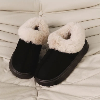 Dicke warme Plüsch-Schneestiefel für Frauen Winter 2025 Flauschige Kunstpelz-Baumwollschuhe für Damen Dicke Sohle Rutschfeste Komfort-Hausschuhe