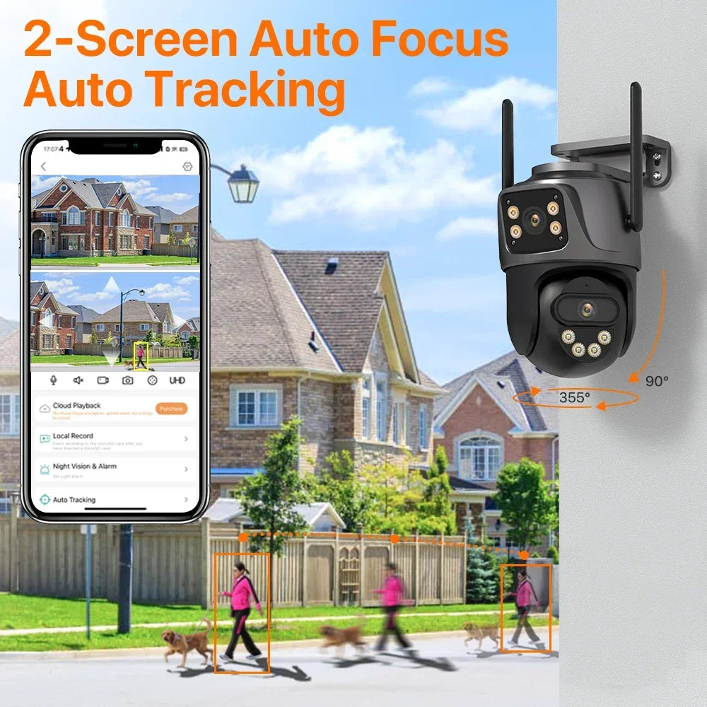 WONSDAR 4K PTZ WIFI Kamera Doppellinse Doppeltbildschirm IP Kamera Außenbereich HD Automatische Verfolgung Sicherheitsüberwachung CCTV Überwachung iCSee