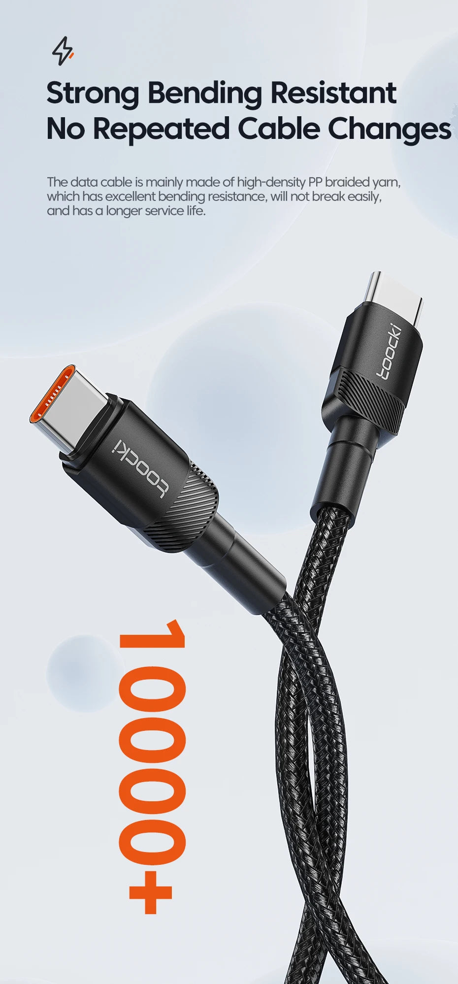 Toocki 100W Typ C zu USB C Kabel PD 3.0 Schnellladung 4.0 Fast Charging Typ C zu Typ C für iPhone 15 MacBook Samsung Xiaomi