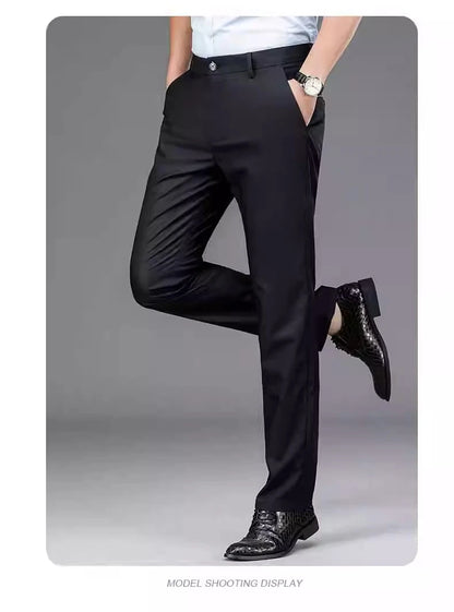 Herrenhose Stretch Einfarbig Schwarz Smart-Casual Herrenhose Büro Schnell trocknend Anzughose Neue Frühling-Herbst Koreanische gerade Hose