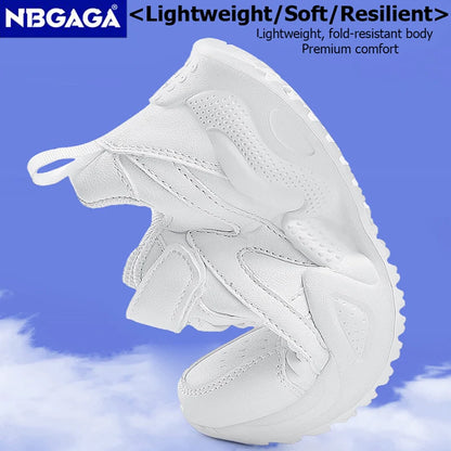 Weiße Kinder-Lederschuhe für Jungen und Mädchen, freizeitlich, Outdoor-Laufschuhe, atmungsaktives Mesh, Kinderschule Gehen, Sport, rutschfest