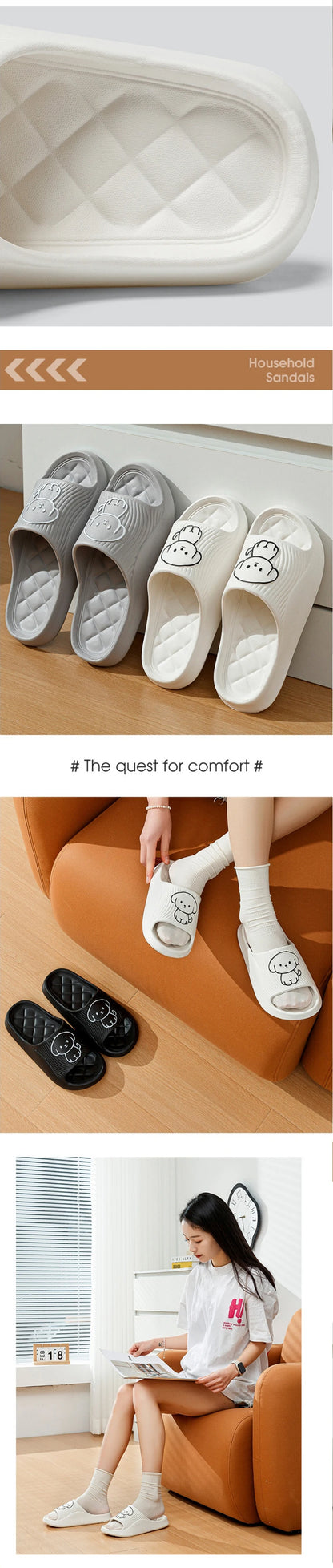 Süßes Paar Hausschuhe für Damen Sommer  Neue Badezimmer Badematten Rutschfeste Indoor-Hausschuhe EVA-Dicke Sohle Sandalen