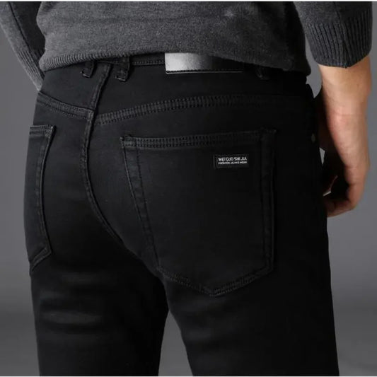 Herren Klassische Modemarke Jeans Homme Mann Weiche Stretch Schwarze  Denim Hosen Herrenhosen