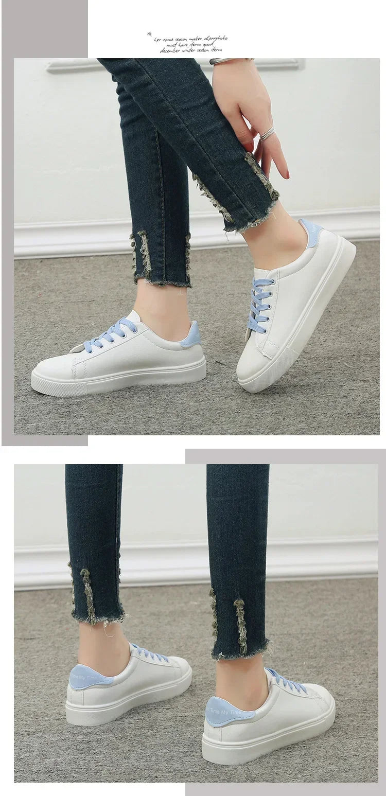 Damen Sneaker 2026 Mode Atmungsaktive Vulkanisierte Schuhe PU-Leder Plateau-Schuhe Weiße Schnürschuhe Lässige Schuhe Zapatos Mujer