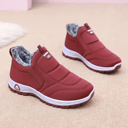 Winter Dickes Fleece Gefüttertes Leder Oberflächen Anti-Rutsch Warme Baumwollschuhe für Frauen Bequeme Flache Schuhe