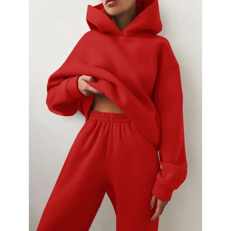 Großformat modisches Sweatshirt mit langen Ärmeln und Hosen-Set Herbst/Winter Damen Freizeitbekleidung Zweiteiliger Anzug Bequeme Plus-Size...