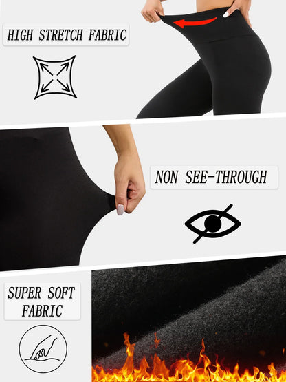 3er-Pack Damen Thermo-Leggings mit Fleece-Futter und hoher Taille. Trainings-Winterwärmende dicke Strumpfhosen, weiche Yogahosen