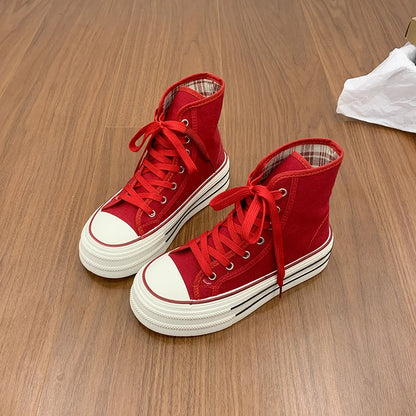 2026 Neue Mode Dicksohlige Kariert Nische INS Trendiges Design Lässige Vielseitige Dicksohlige Faltbare Canvas-Schuhe