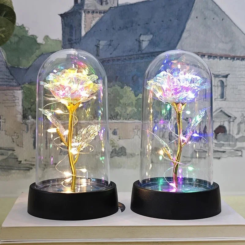 Künstliche Rosenblumen Valentinstagsgeschenk für die Freundin Ewige Rose LED-Licht Folienblume Hochzeitsdekoration