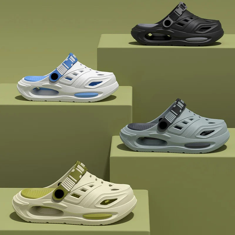 Sommer Herren- und Damen-Höhlenschuhe Mode Atmungsaktive Sandalen mit herausnehmbaren Einlegesohlen Rutschfeste Gepolsterte Verdickte Hausschuhe