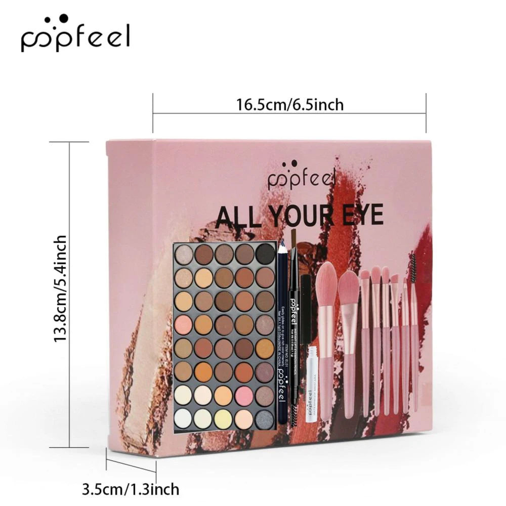 POPFEEL Augen-Make-up-Set 40-Farben-Lidschattenpalette Augenbrauenstift Eyelinerstift Mascara mit einem Set Make-up-Pinsel Augen-Kosmetik